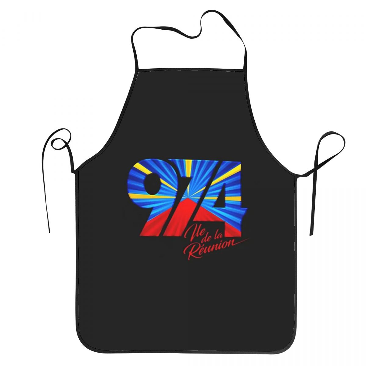 Kitchen Baking Island - 974 リユニオン島旗柄エプロン シェフ ベーキング タブリエ ノースリーブ
