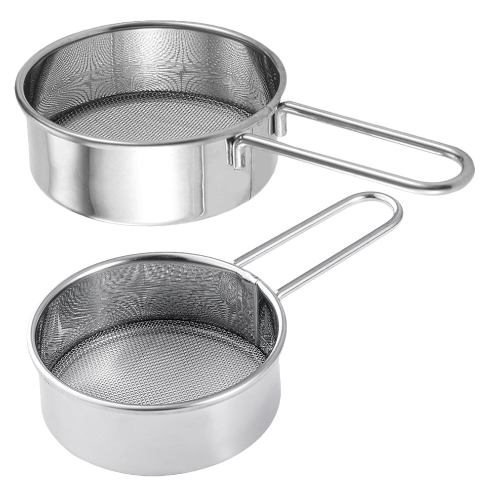 Baking Powder Kitchen - 2個入り、小型の手持ち式粉ふるい。ステンレス製、40メッシュの細かい粉ふるい。製菓、砂糖の粉付け、コーヒー、お茶、キッチンでの使用に最適。