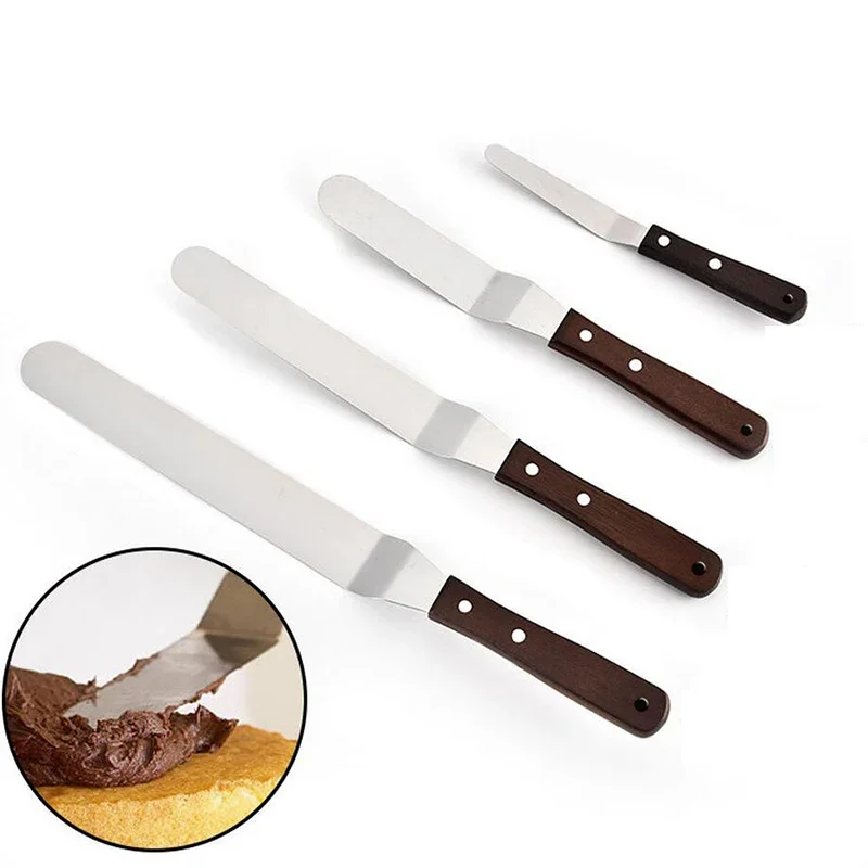 Offset Spatula Set - 4/6/8/10 インチステンレス鋼ケーキへらバタークリームアイシングフロスティングナイフクリームへらキッチンケーキデコレーションツール