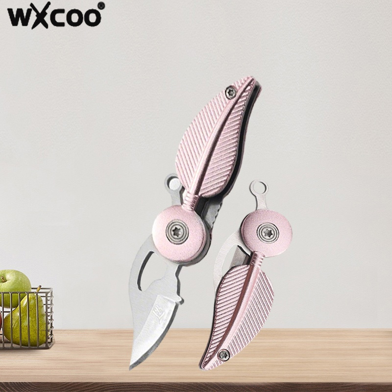 Miniature Baking Kitchen - WXCOOミニナイフ、創造的な羽根型クラフトナイフ、多機能キッチンフルーツスライシング折りたたみポケットナイフ、キッチン用品