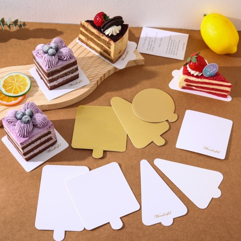 Cake Board Round - 50/100個入り 使い捨てデザートボード ゴールデンホワイト 丸型/正方形 ムースケーキベース 厚紙製カップケーキディスプレイトレイ