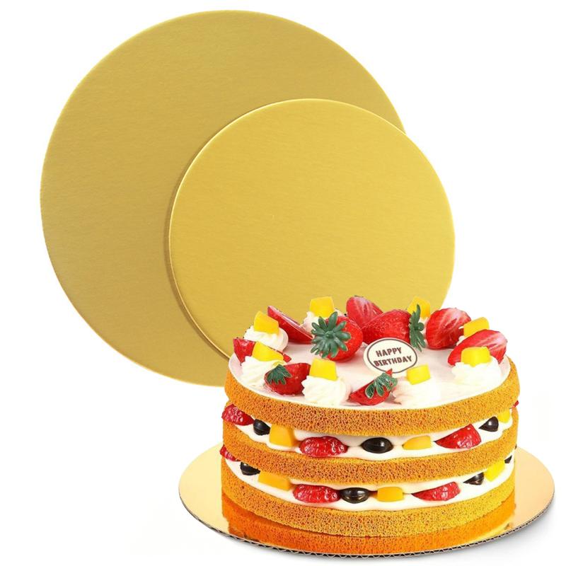 Cake Board Round - 10 個の耐久性のあるインチラウンドケーキボードゴールデン段ボールケーキ段ボールサークルデザートトレイベーキングケーキ