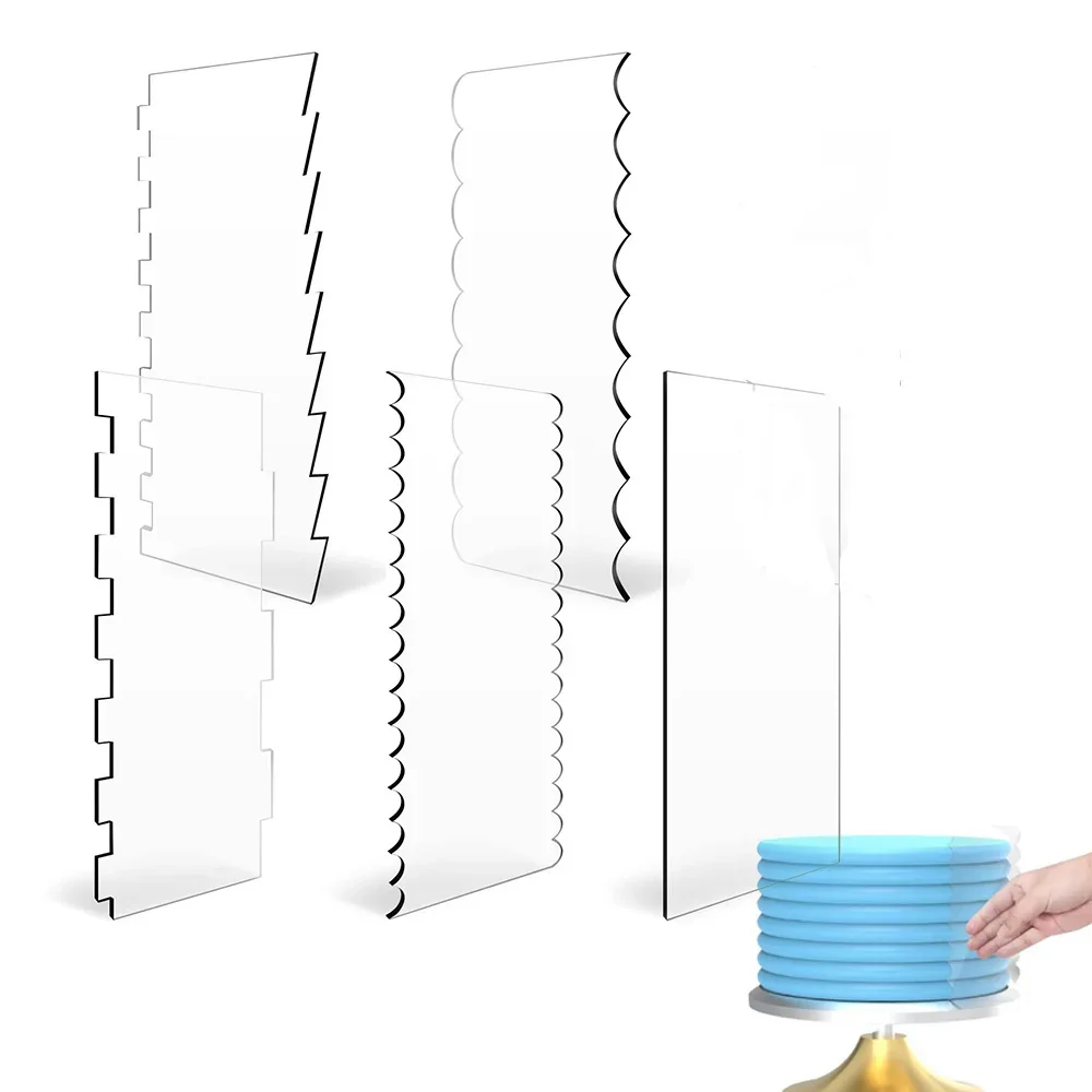 Offset Spatula Set - 2 個アクリルケーキスクレーパーセット装飾輪郭ストライプケーキコーム鋸歯スムーサーバタークリームフロスティングスクレーパーケーキツール