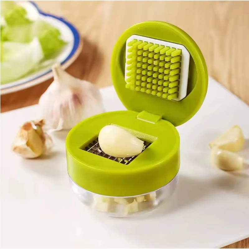 Kitchen Baking Tray Organizer - ガーリックプレスチョッパー 手動ガーリックミンサー スライサー グレーター 収納ボックス付き 野菜カッター