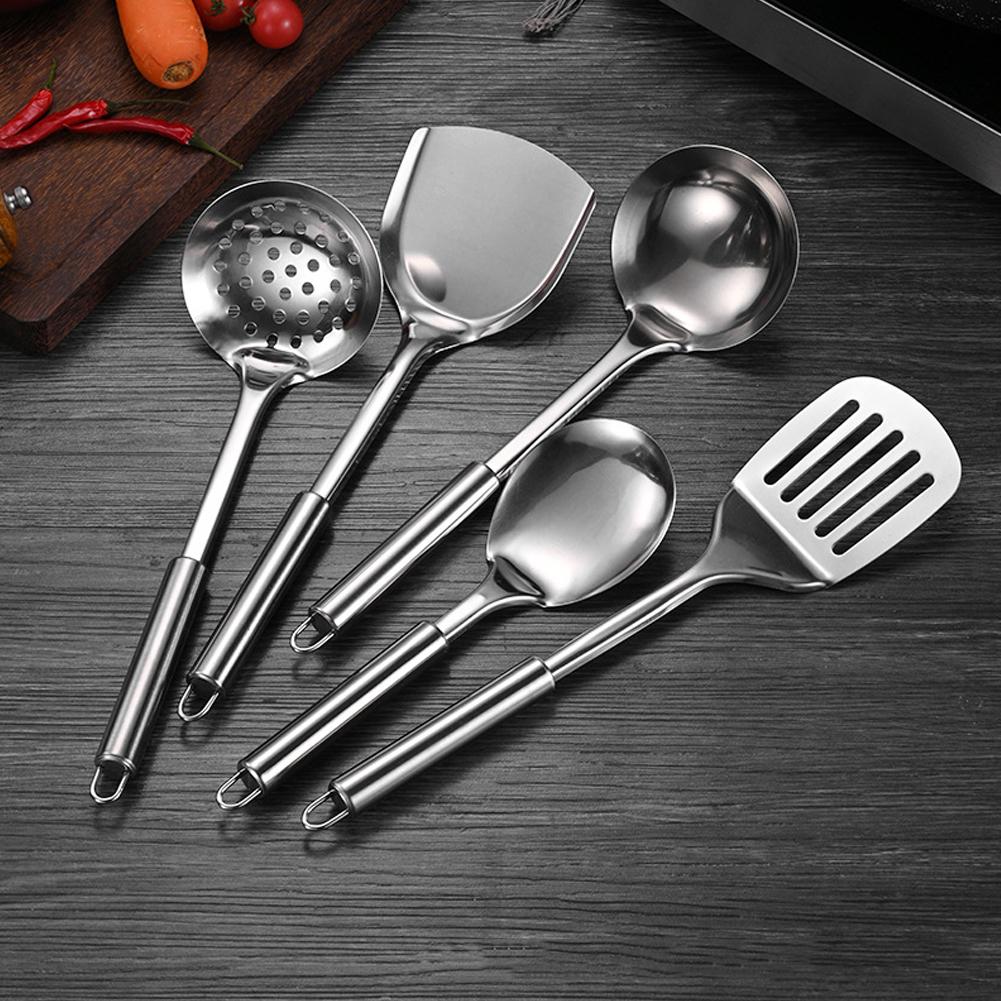 Offset Spatula Set - 5個セット ステンレス製 実用的なスパチュラ キッチン用品セット 調理器具 スロット付きターナー