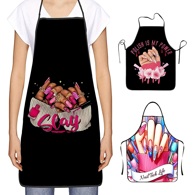 Kitchen Baking Cooking - 1 個ネイルアート印刷美容キッチン女性エプロン家庭用クリーニングピナフォアサロン家庭料理ベーキングマニキュア作業服