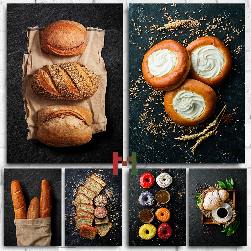 Kitchen And Baking Life - フードキッチン黒板パンデザートポスターキャンバスプリントベーキングブレッドハウスコーヒーバーウォールアート装飾ダーマ装飾
