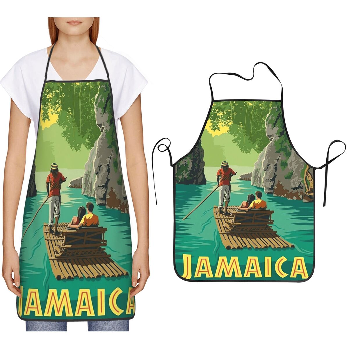 Kitchen Baking Island - ジャマイカ ヴィンテージ カリブ海諸島旅行広告プリントエプロン シェフ クッキング ベーキング