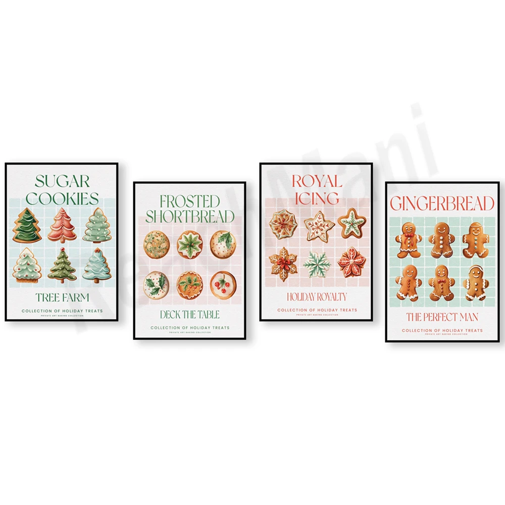 Kitchen And Baking Life - クリスマスアートホリデーベーキングシーズン、クリスマスクッキー、ジンジャーブレッド、5つ星レビュー、サンタ、キッチンポスター