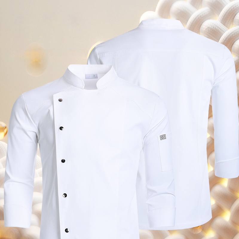 Kitchen Baker - 新しい白いシェフジャケット長袖キッチン制服コックコートパン屋ウェイターレストランホテル衣装シェフシャツエプロン作業服