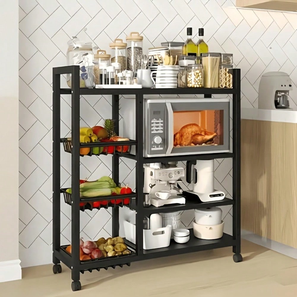 可動式キッチン収納ラック（大型メタルメッシュバスケットと電子 - Kitchen Baking Island のレビューと価格