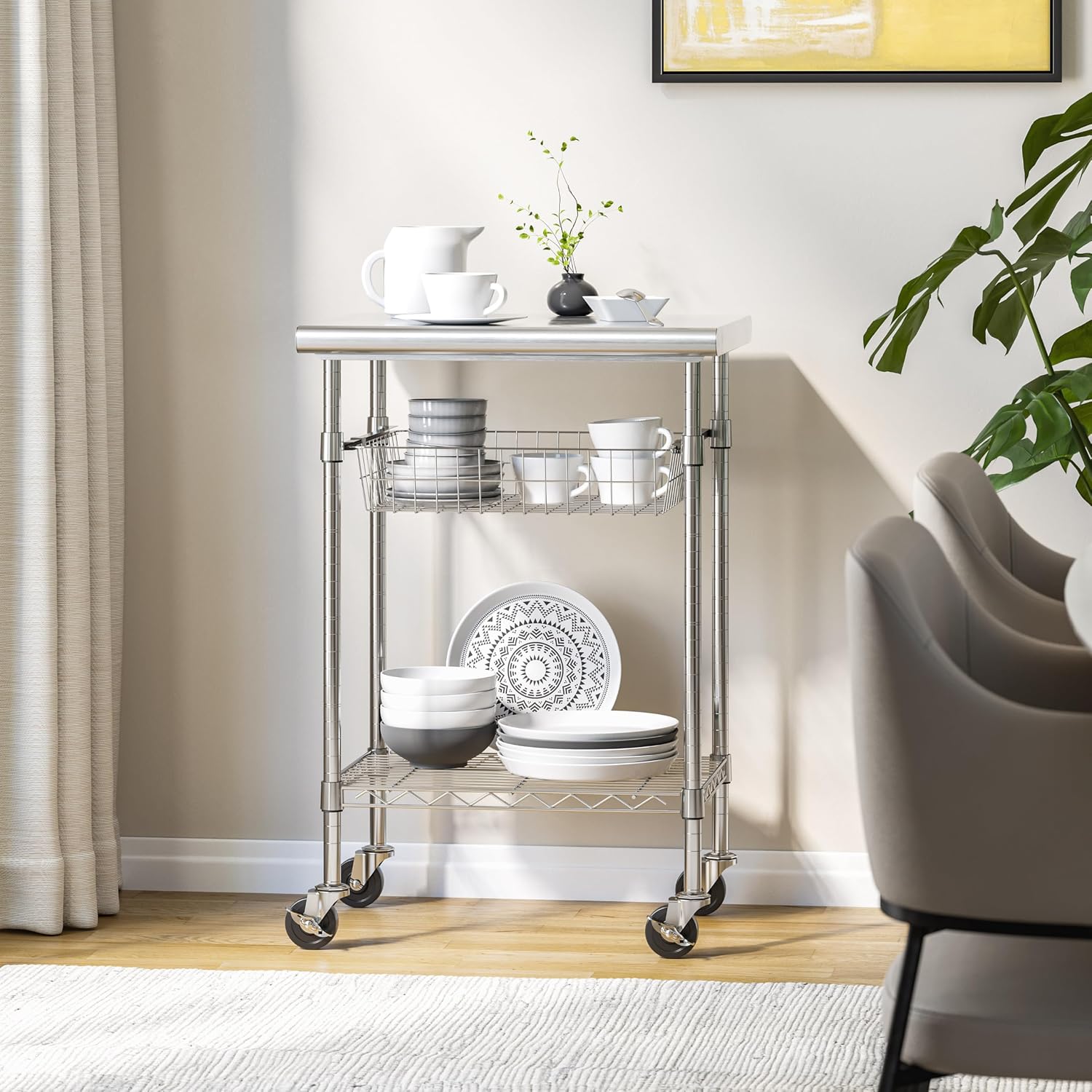 ステンレス製業務用調理台カート、モバイルキッチンアイランドワ - Kitchen Baking Island のレビューと価格
