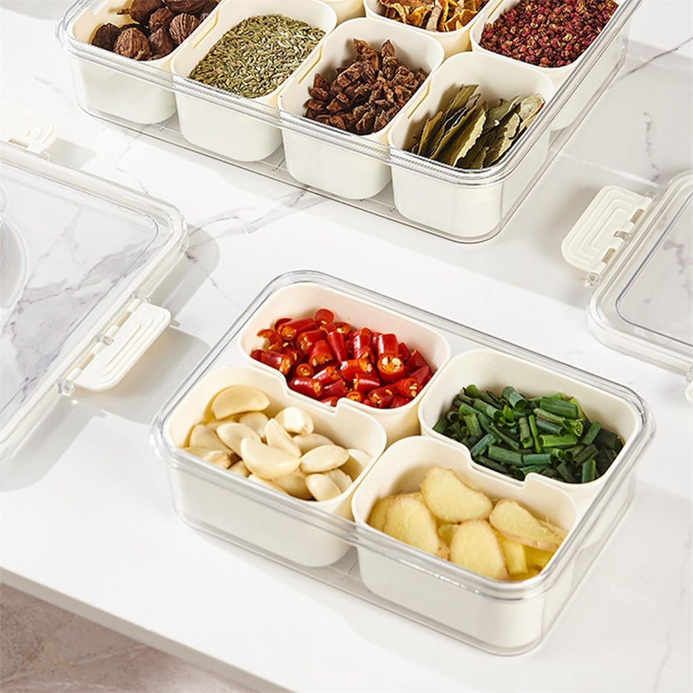 ポータブル食品保存箱、スナック収納ボックス、蓋付き4つのコン - Kitchen Baking Tray Organizer のレビューと価格