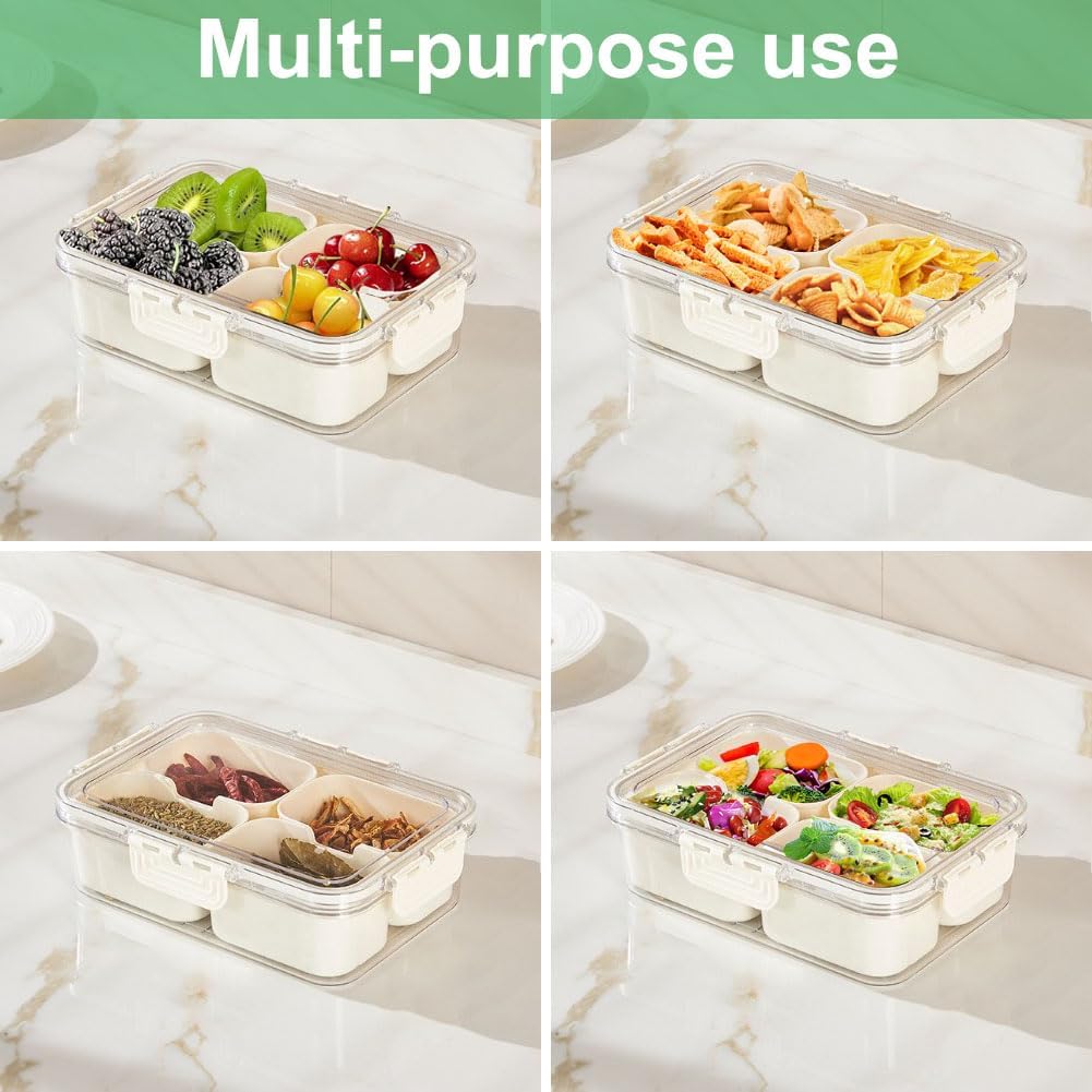 ポータブル食品保存箱、スナック収納ボックス、蓋付き4つのコン - Kitchen Baking Tray Organizer のレビューと価格