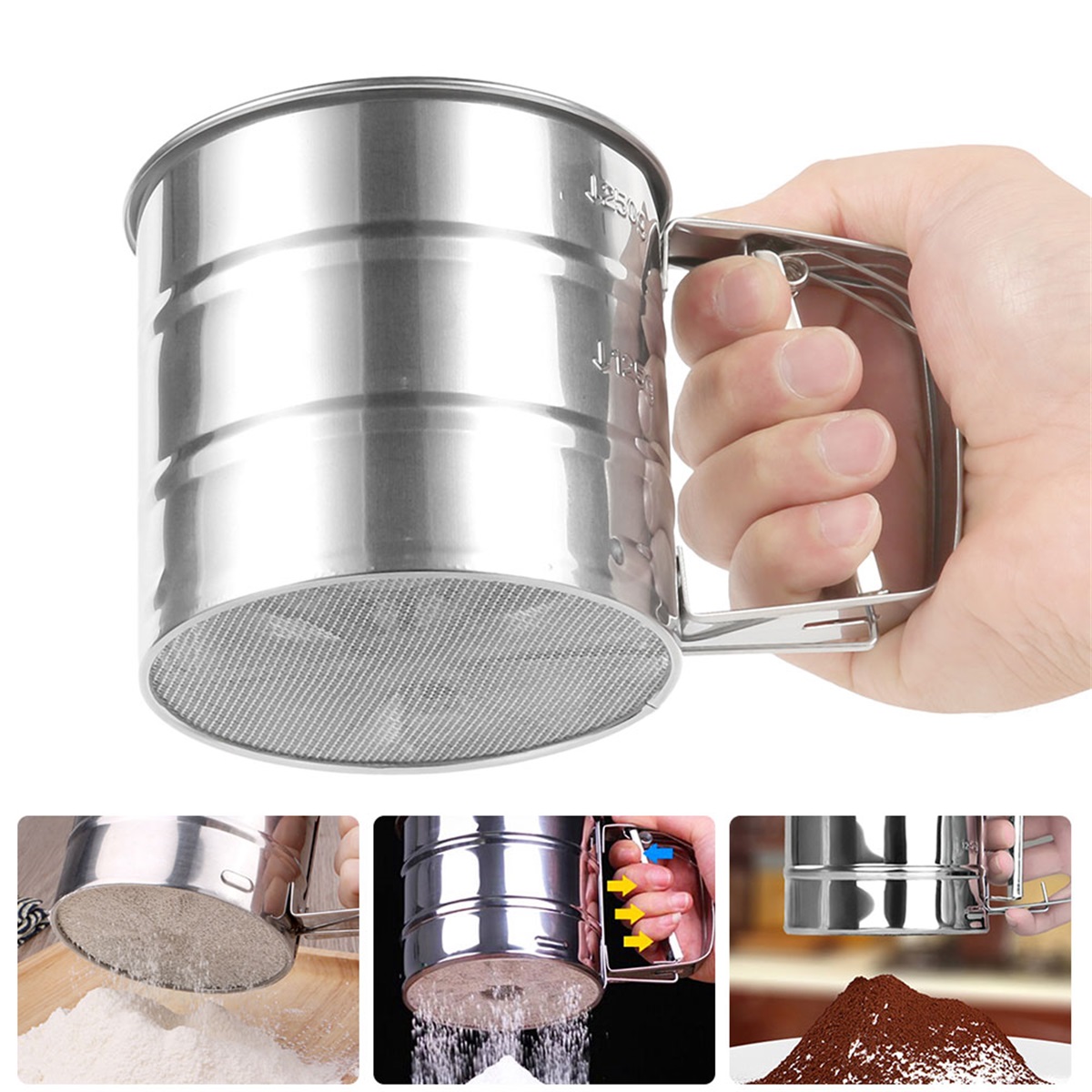 ふるいストレーナー ステンレス鋼 小麦粉ふるいカップ 粉ふる - Baking Powder Kitchen のレビューと価格