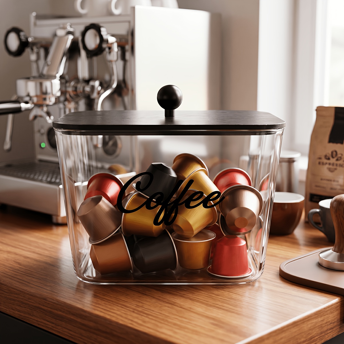 蓋付きコーヒーポッドホルダー プラスチック製収納ボックス K - Kitchen Baking Tray Organizer のレビューと価格