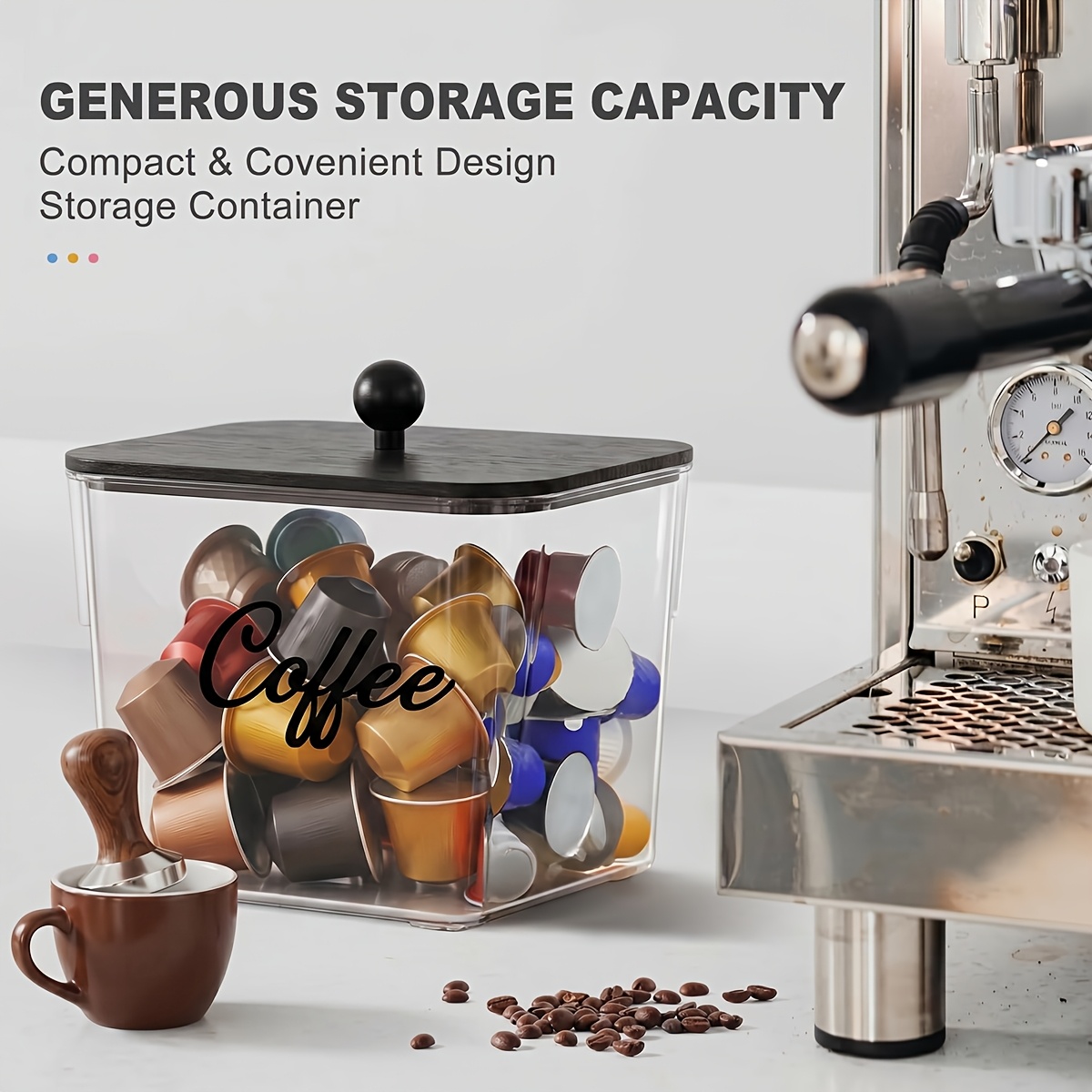 蓋付きコーヒーポッドホルダー プラスチック製収納ボックス K - Kitchen Baking Tray Organizer のレビューと価格