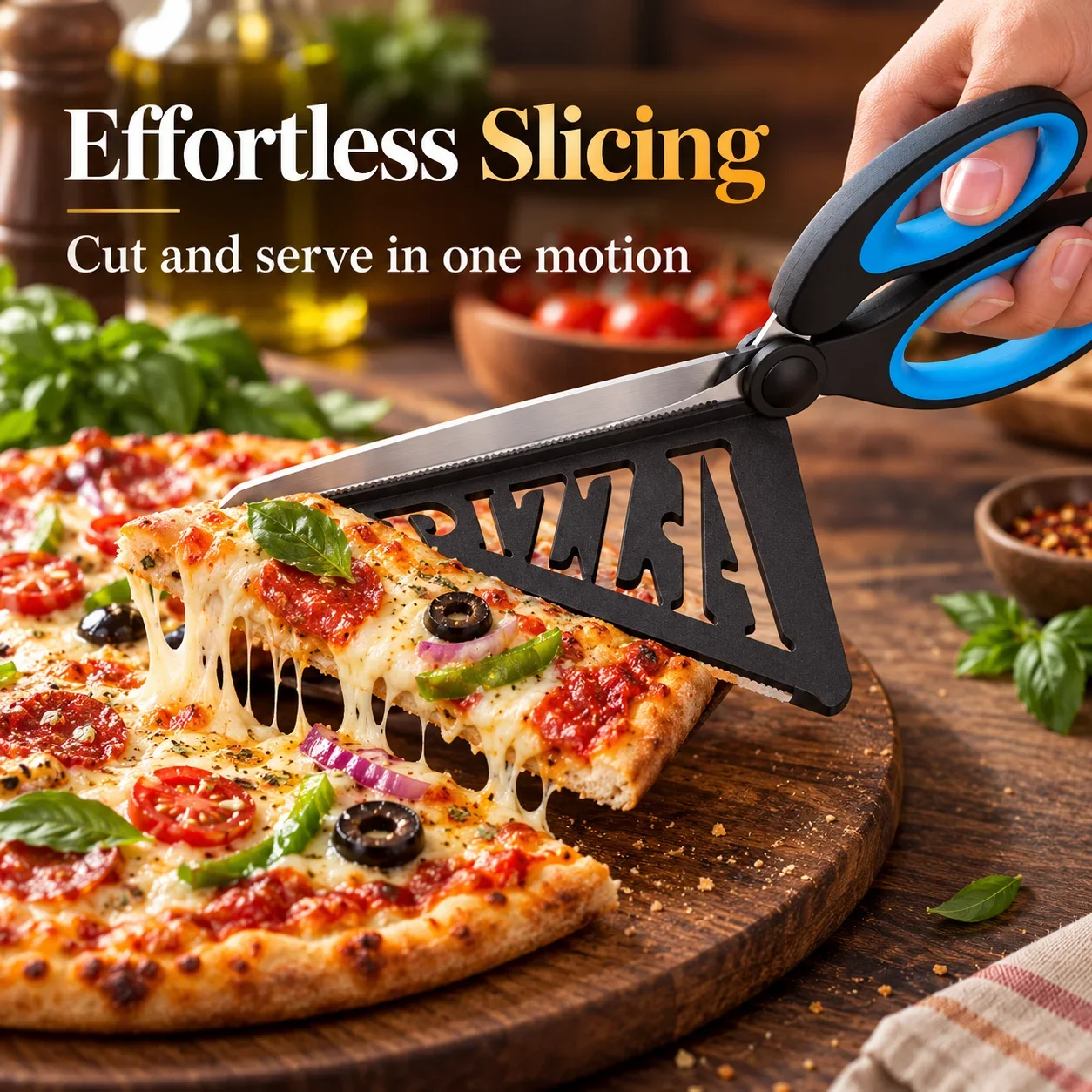 ステンレス製、刃が取り外し可能なピザ用ハサミ。ピザ用ヘラ付き - Kitchen Shears In Baking のレビューと価格