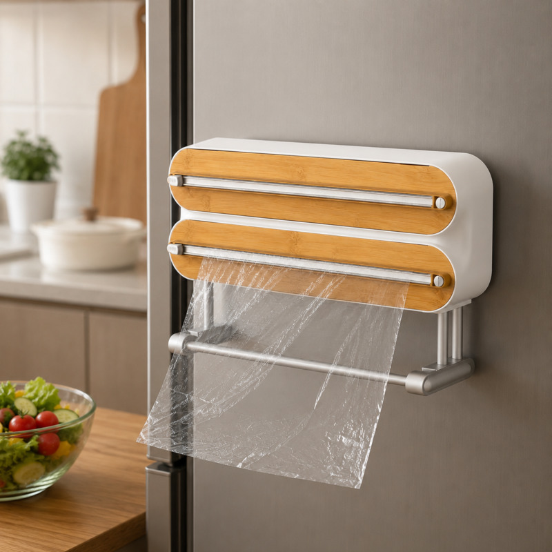 磁気フードラップカッターディスペンサー クリングフィルムホル - Kitchen Baking Tray Organizer のレビューと価格