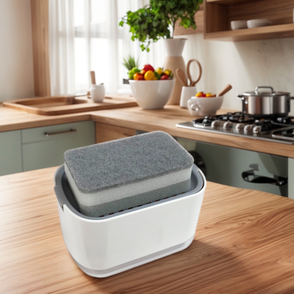 手動で押すタイプのソープディスペンサーボックス キッチンデス - Kitchen Baking Tray Organizer のレビューと価格