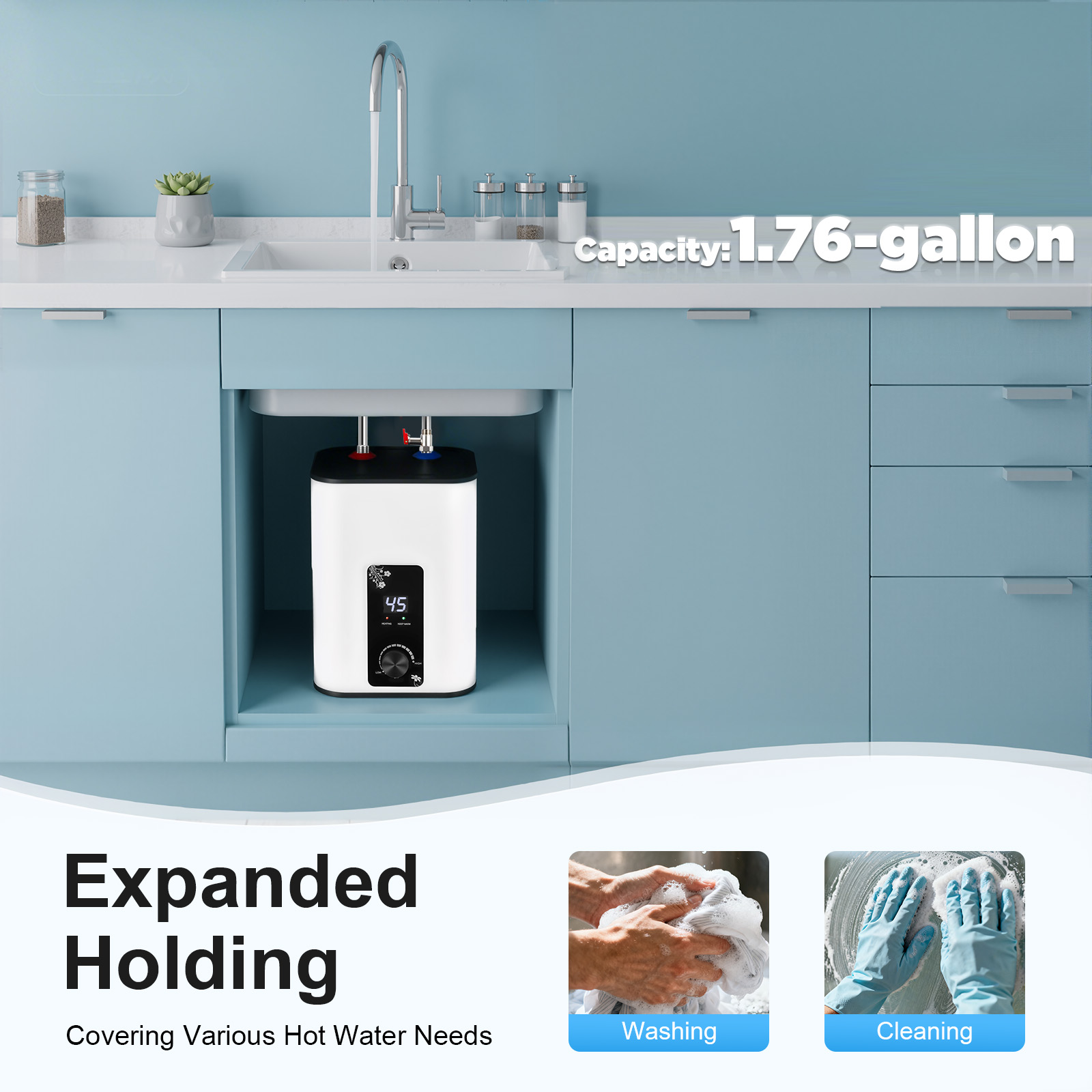 インスタント温水器 1500W、8L 電気ミニタンク給湯器  - Miniature Baking Kitchen のレビューと価格