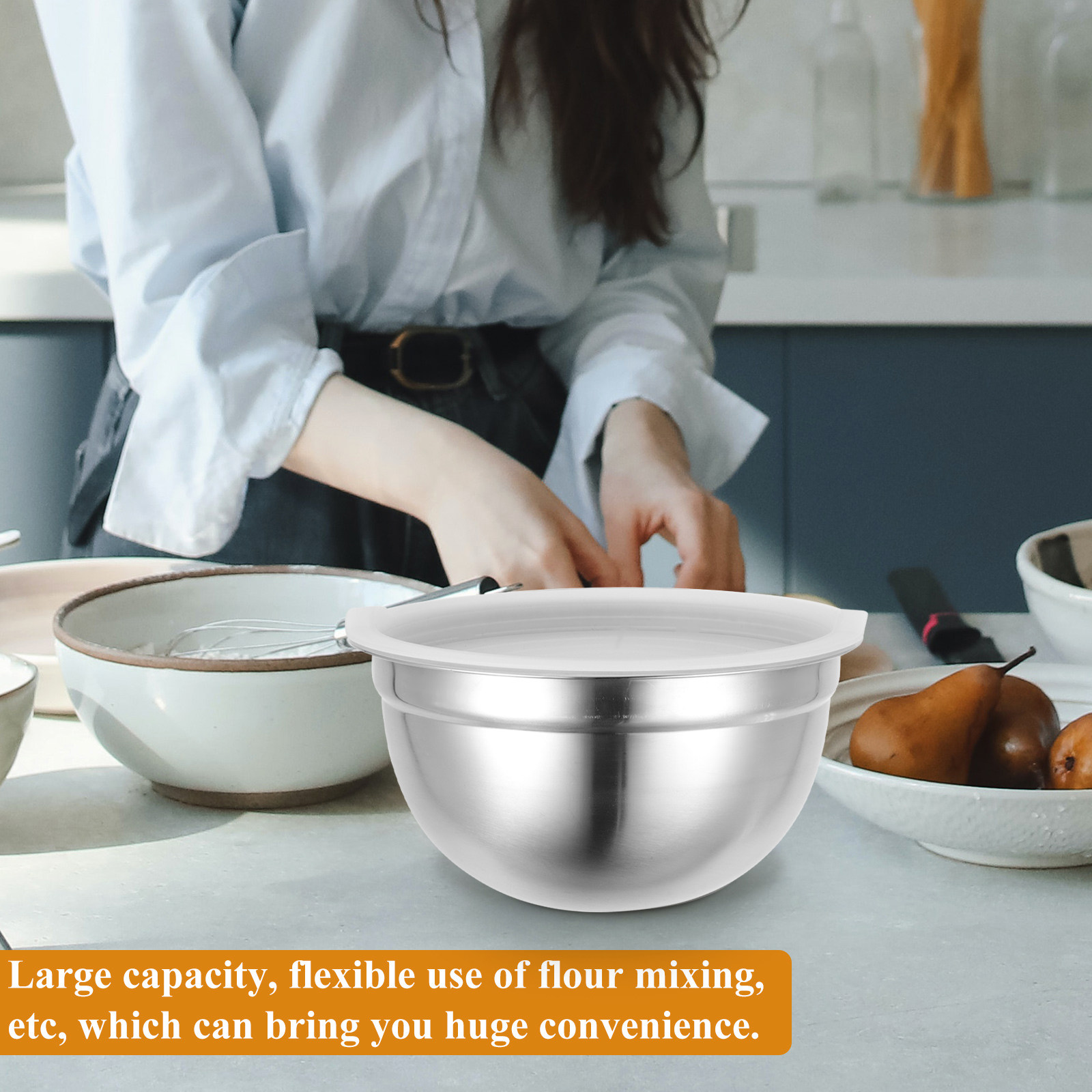 プレミアムステンレス製ミキシングボウル 大容量 サラダボウル - Kitchen Baking Cooking のレビューと価格