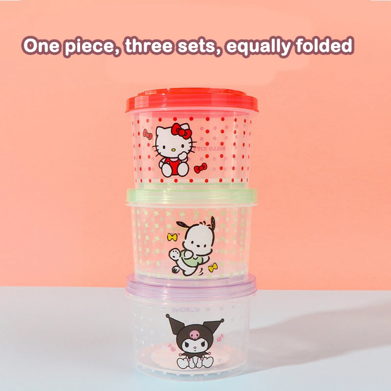 キティ弁当箱セット 3個入り 可愛い重ねて使える蓋付き丸型ラ - Kitchen Baking Tray Organizer のレビューと価格